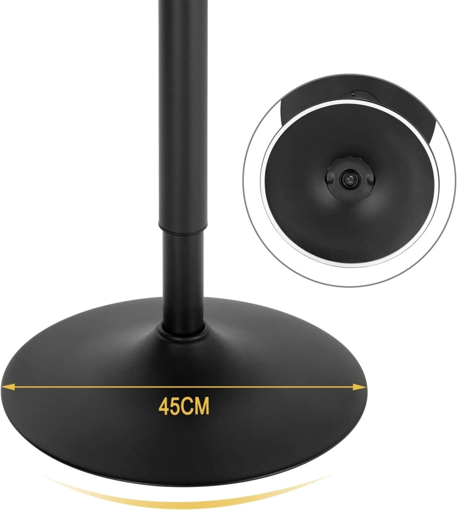 Tavolo Alto da Bar Girevole a 360°, Tavolino Rotondo in Legno e Metallo, Tavolo Regolabile in Altezza 70-91cm, da Cucina, Soggiorno, Nero