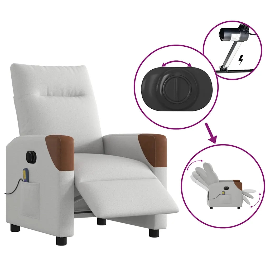 Poltrona Reclinabile Massaggio Elettrica Grigio Nuvola Tessuto 3323997