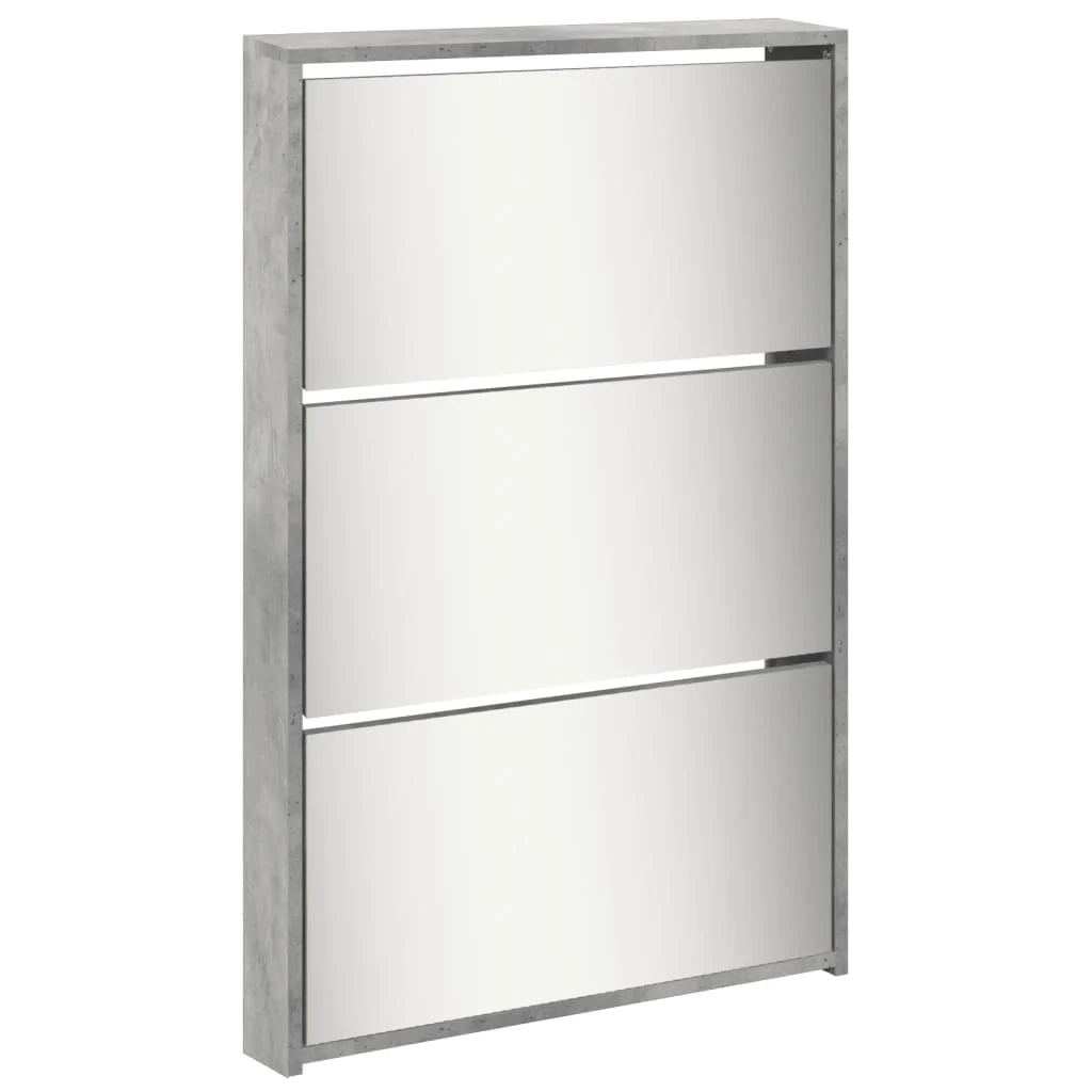 Scarpiera mobiletto portascarpe mobile ingresso/corridoio/soggiorno con specchio 5 ripiani 63 x 17 x 169,5 cm grigio 02_0021890