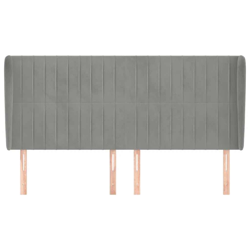 Testiera | Testata ad Orecchio Grigio Chiaro 163x23x118/128 cm in Velluto