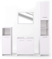 Set mobili bagno Kiko, Bianco, 58 cm, composto da mobile lavabo, pensile a specchio, colonna e base media