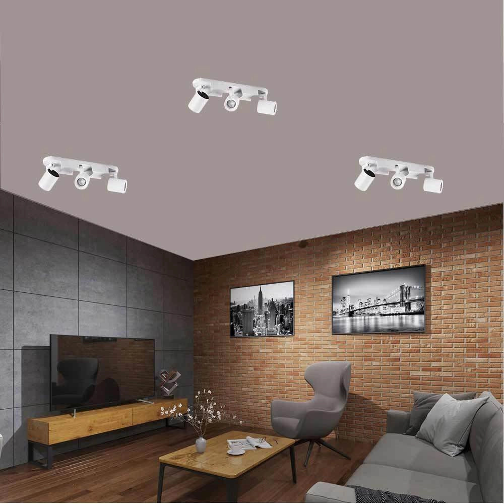 Plafoniera lampada da soffitto bianca faretto direzionabile e attacco per lampade GU10 ad 3 diffusorI