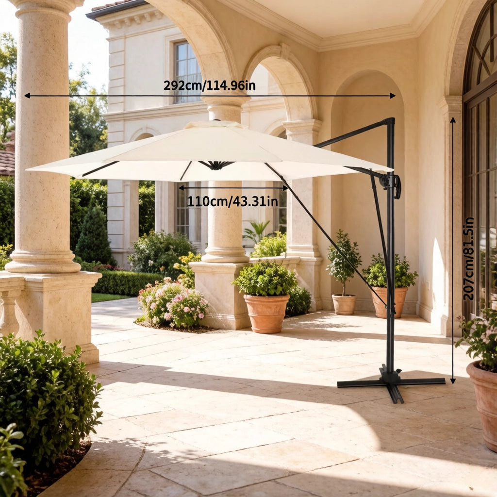 OMBRELLONE da Giardino Rotondo 3 m Beige in Metallo e Poliestere