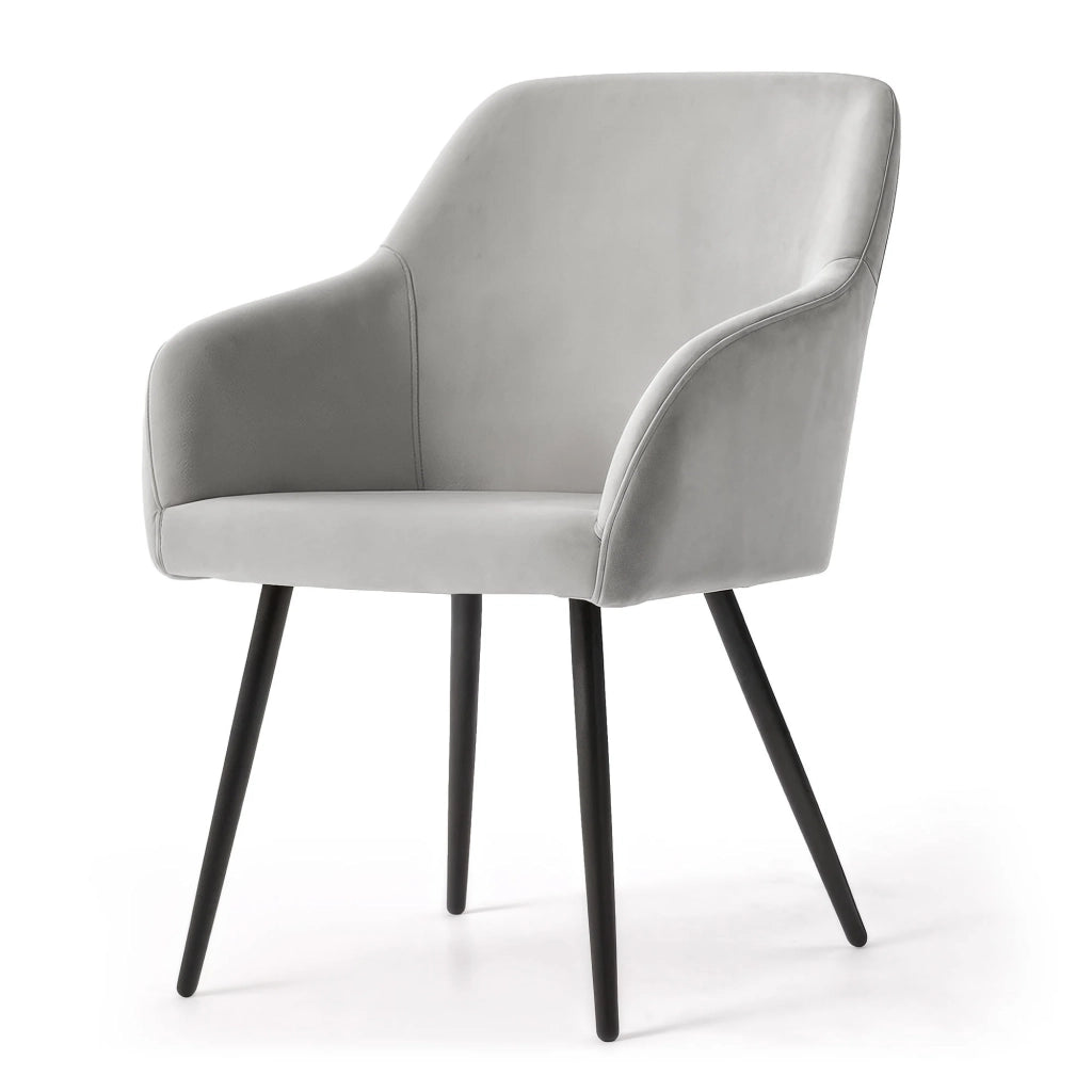 Set di 2 Sedie in velluto liscio ESTELLE Grigio gambe nere