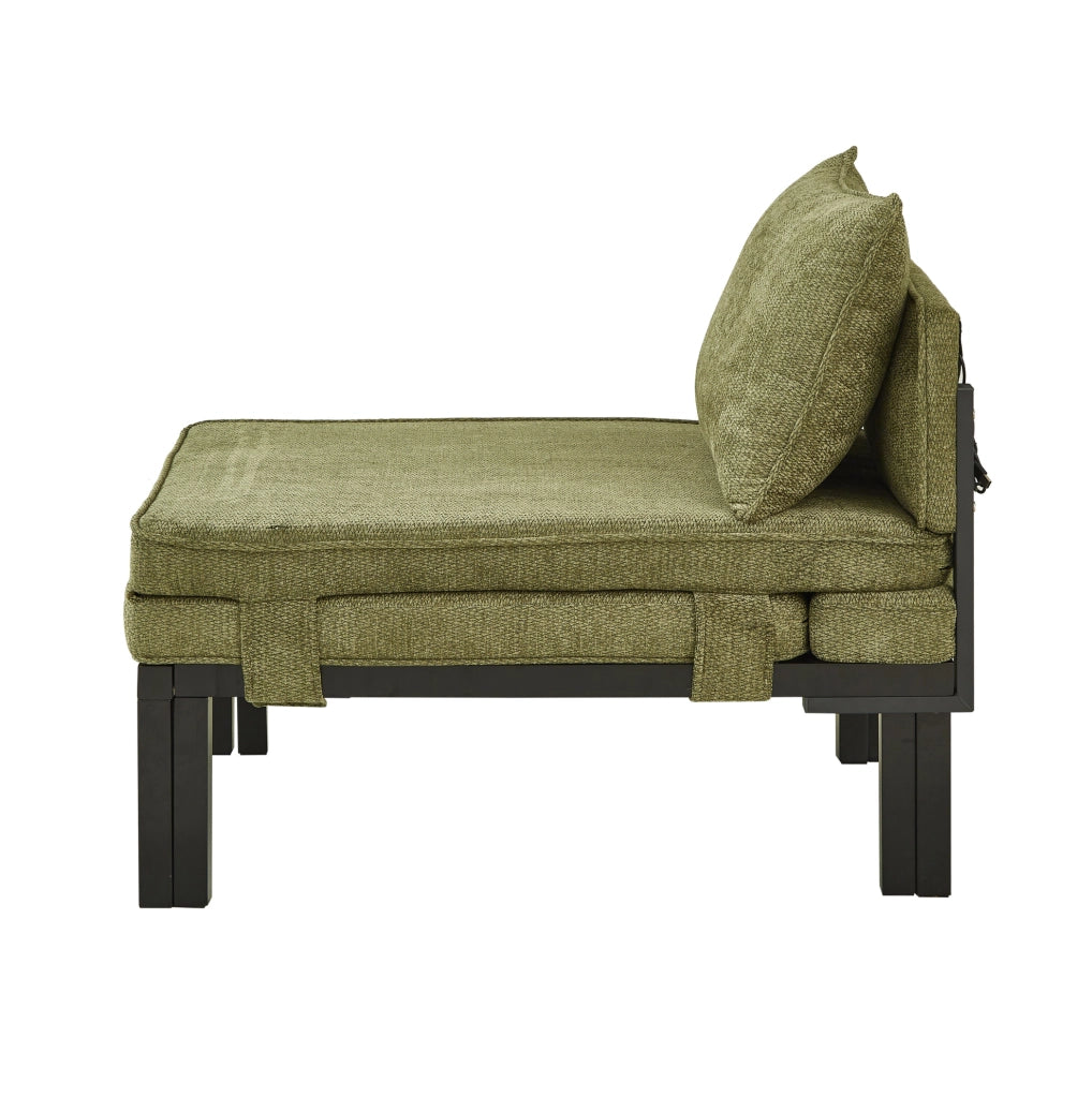 Poltrona letto pieghevole verde in velluto con porta USB Type-C