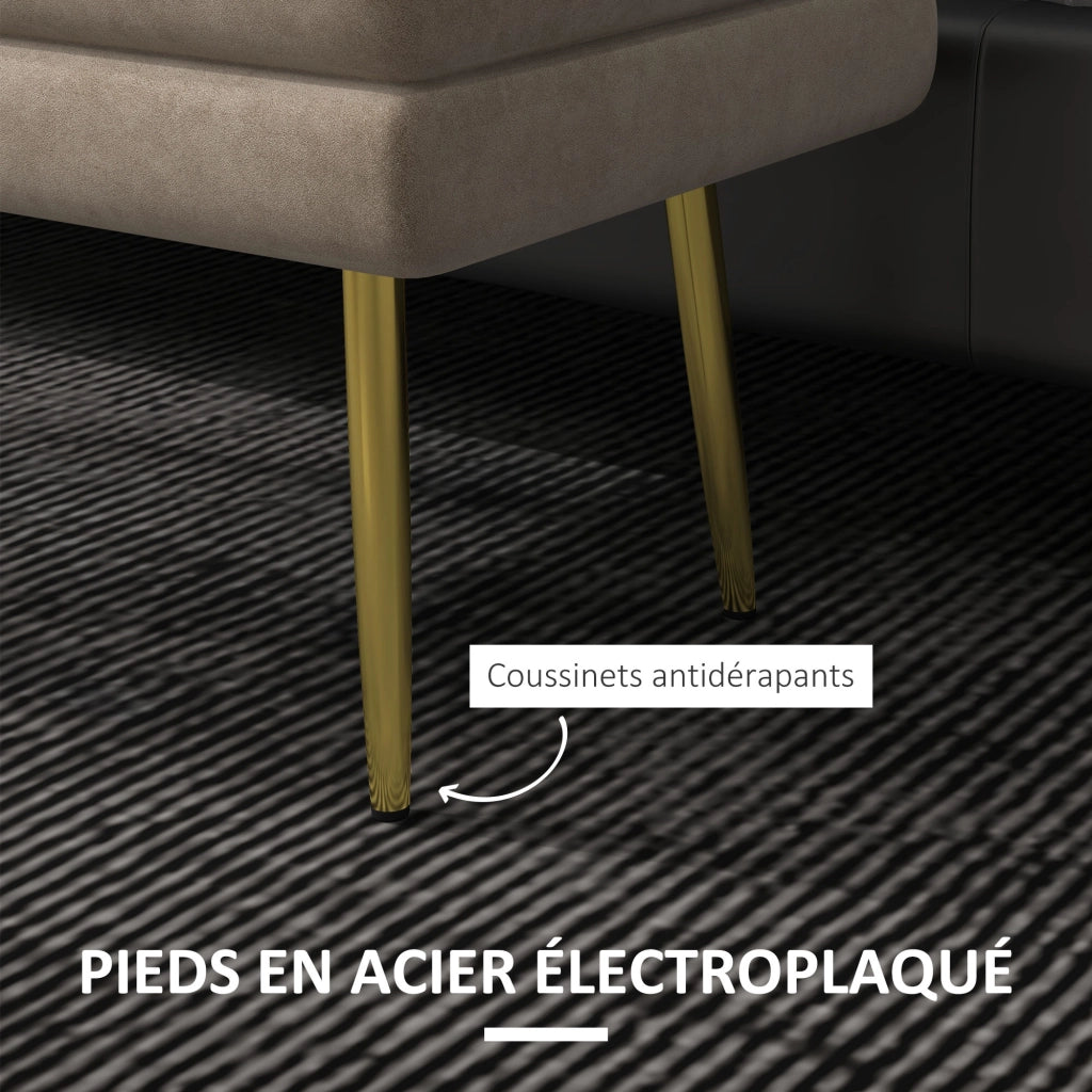 Sgabello con contenitore ¨C Zephmum ¨C Beige e dorato, 79.5x37.5x43 cm