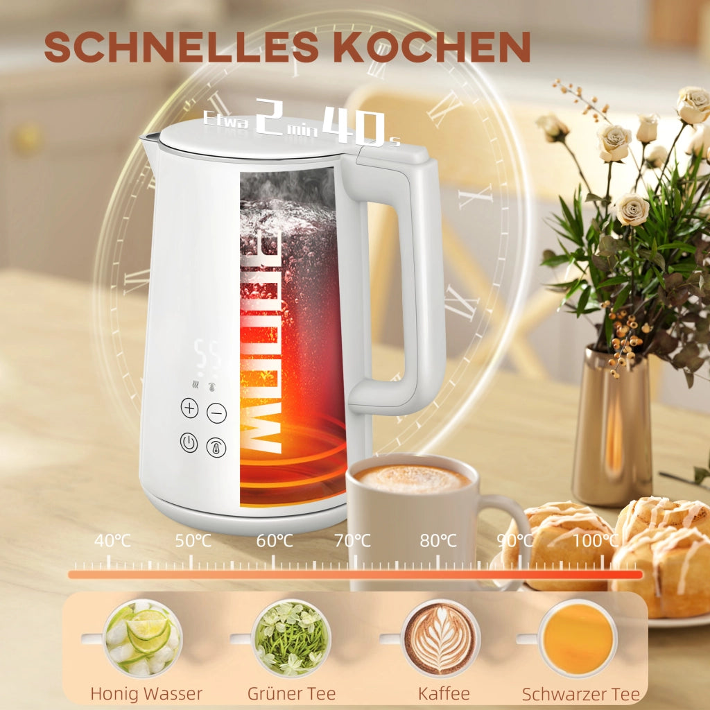 Set Cucina con Bollitore e Tostapane ¨C Xylo ¨C 7 Livelli, Acciaio Inox, Bianco