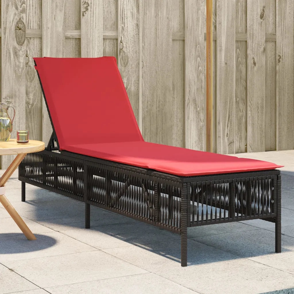 Lettino prendisole con Cuscino in Polyrattan Marrone 4002744