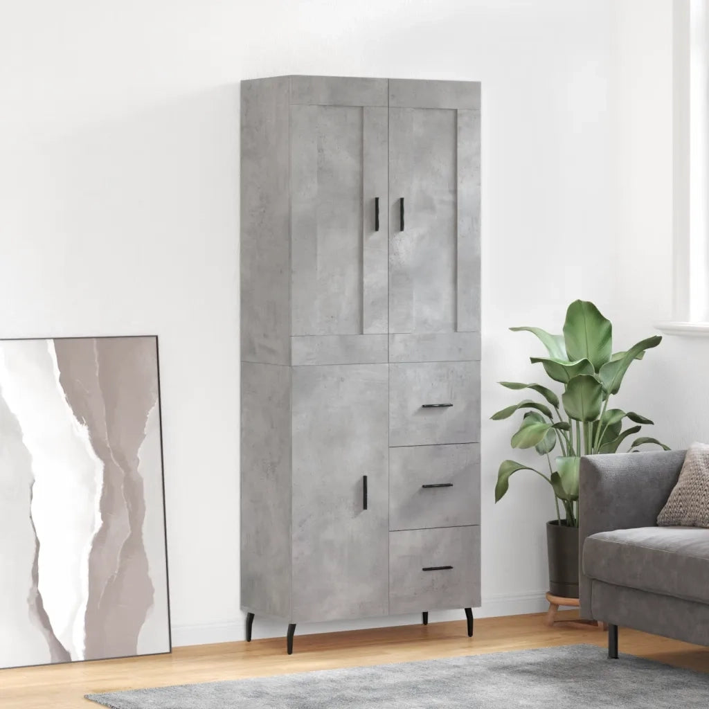 Credenza | Madia | Buffet da pranzo | Armadio da pranzo Grigio Cemento 69,5x34x180 cm in Legno Multistrato