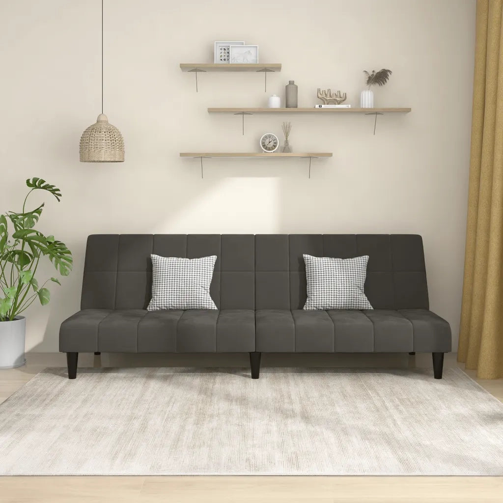 Divano Letto a 2 Posti Grigio Scuro in Vellutocod mxl 111506