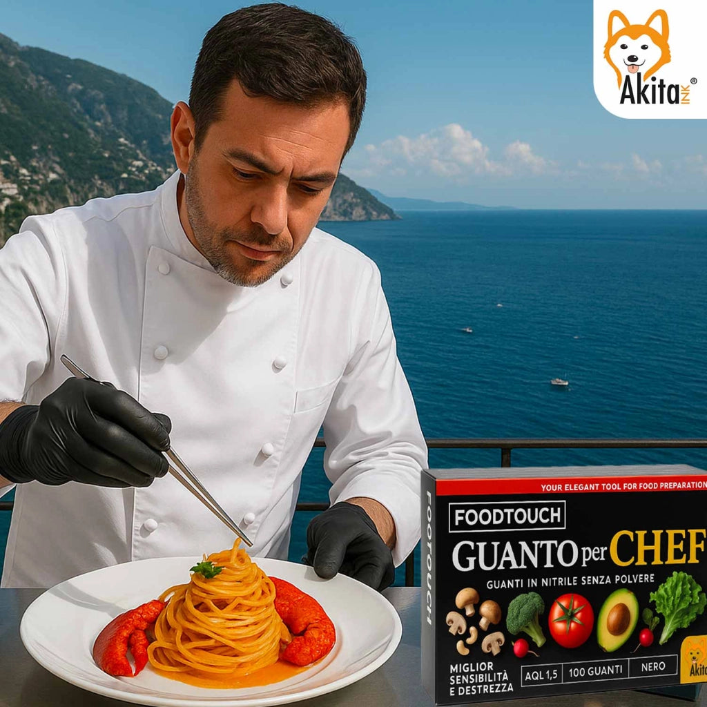 Akitaink Guanti Nitrile Neri Chef Food Touch L 100pz