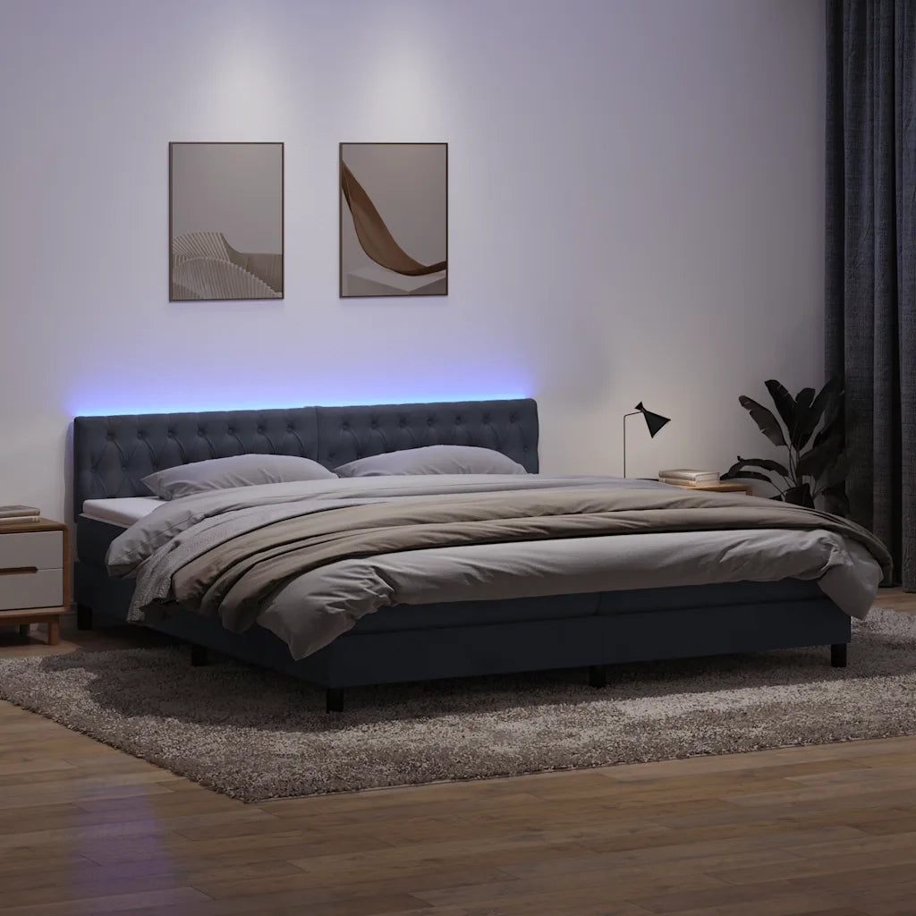 Giroletto a Molle con Materasso Grigio Scuro 180x220 cm Velluto