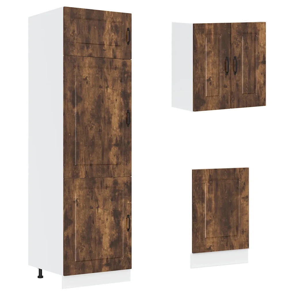 Set Mobili da Cucina 8 pz Kalmar Rovere Fumo Legno Multistrato