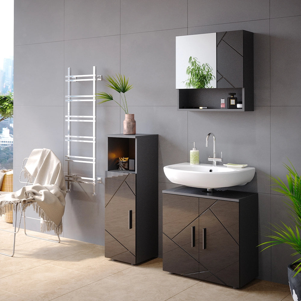 Vicco Set mobili bagno Antracite lucido 3 parti
