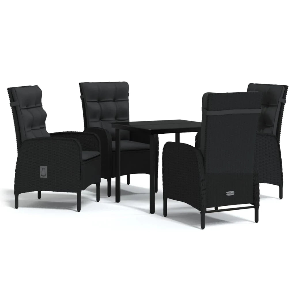 Set da pranzo da esterno nero da 5 pezzi con cuscini 02_0014150