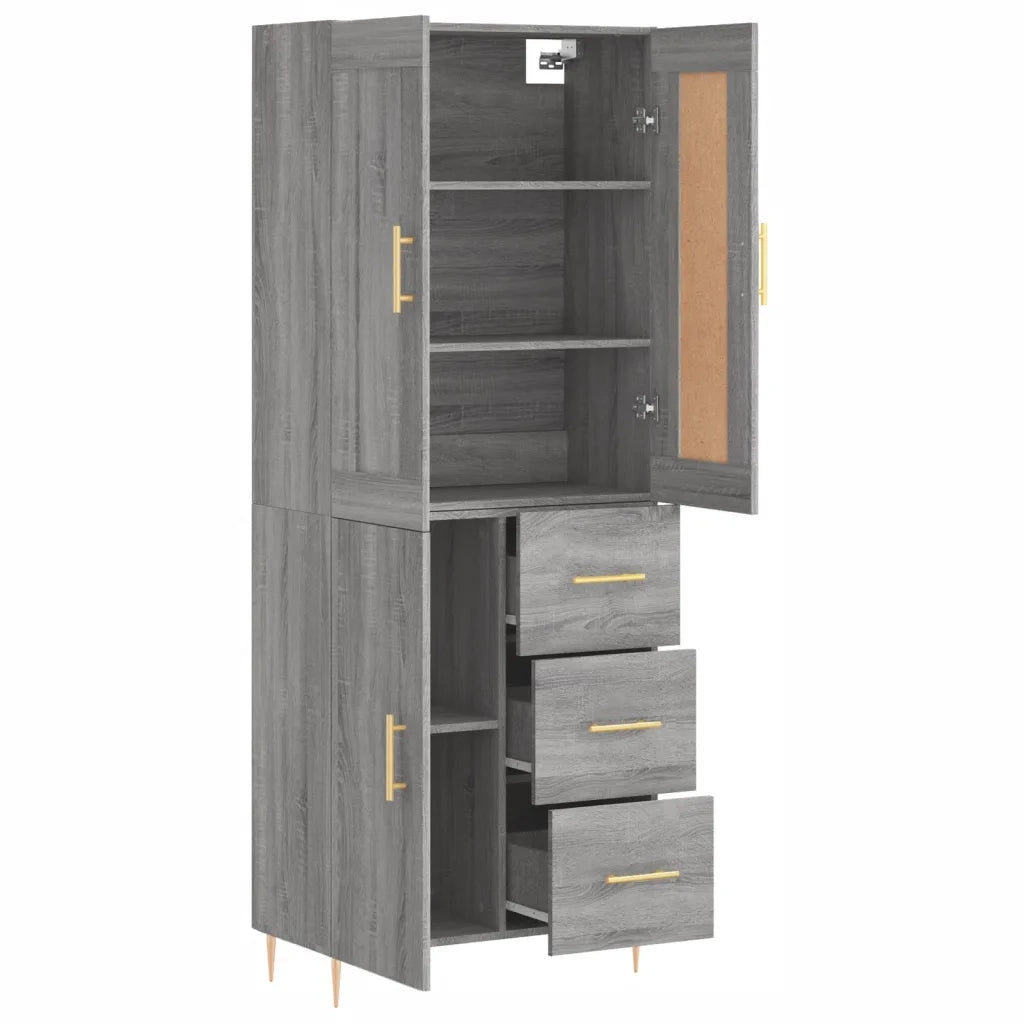 Credenza Grigio Sonoma 69,5x34x180 cm in Legno Multistrato 3199807