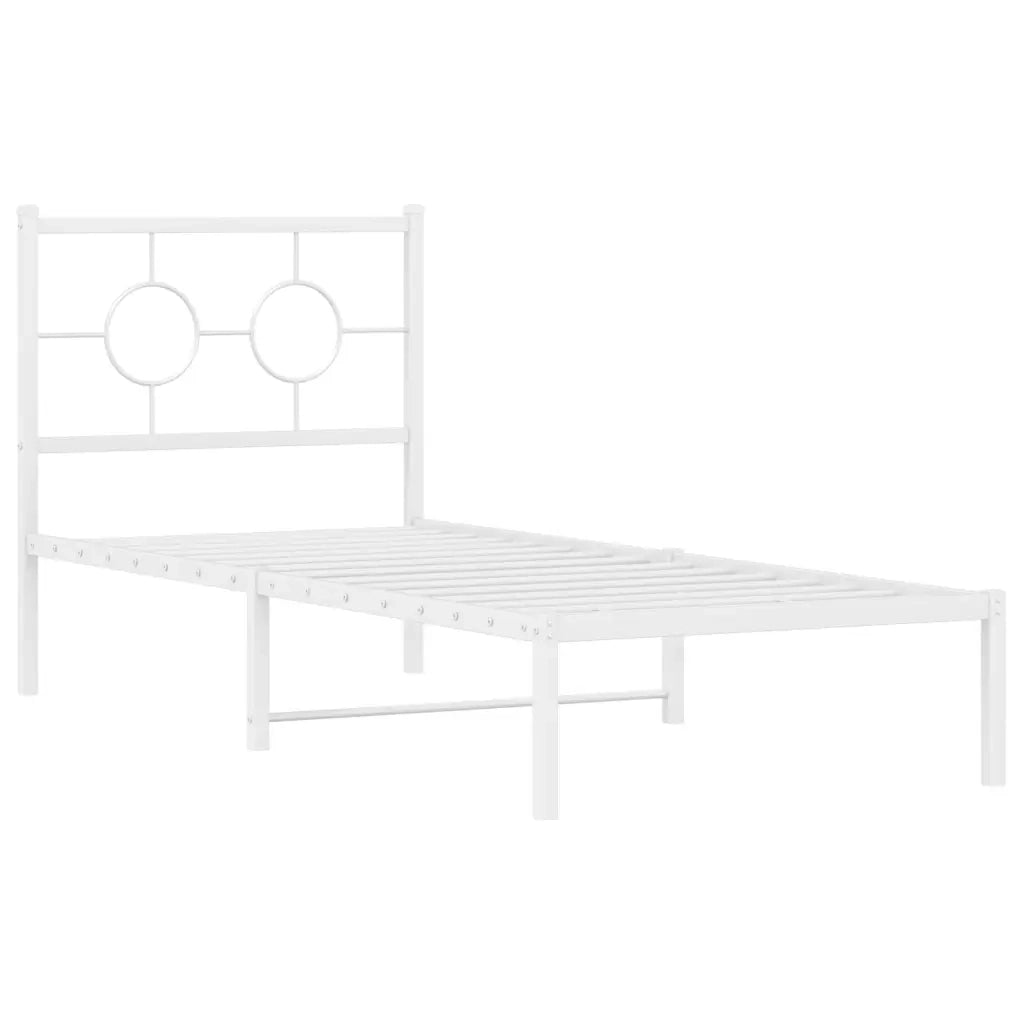 Giroletto senza Materasso con Testiera-Struttura Letto Metallo Bianco 75x190 cm 364869