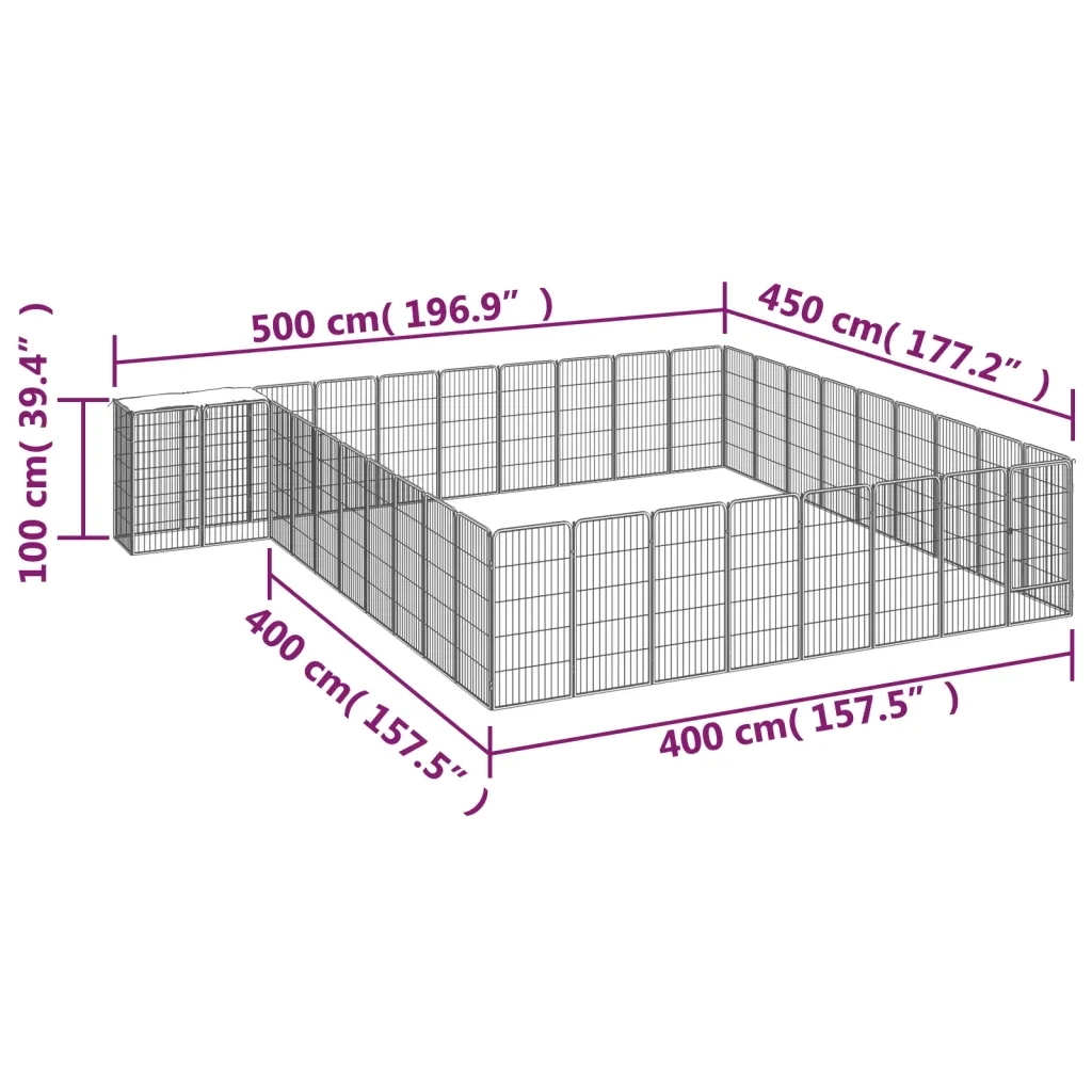 Box Cani 38 Pannelli Nero 50x100 cm Acciaio Verniciato Polvere 3115955