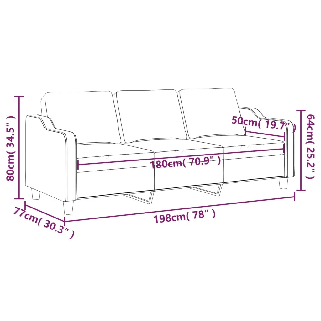 Divano a 3 Posti-Sofa 3 Posti Grigio Chiaro 180 cm in Tessuto 511690