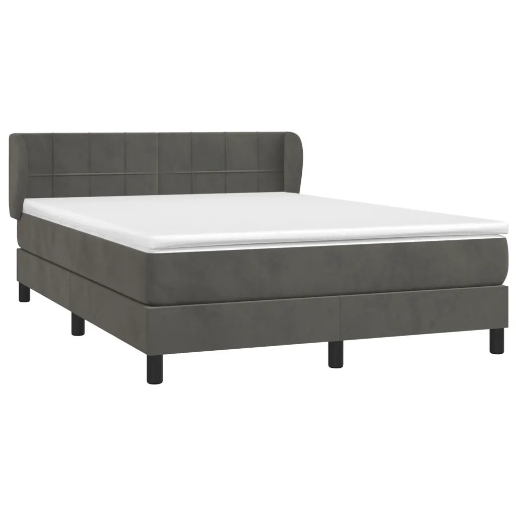 Giroletto a Molle con Materasso Grigio Scuro 140x190 cm Velluto