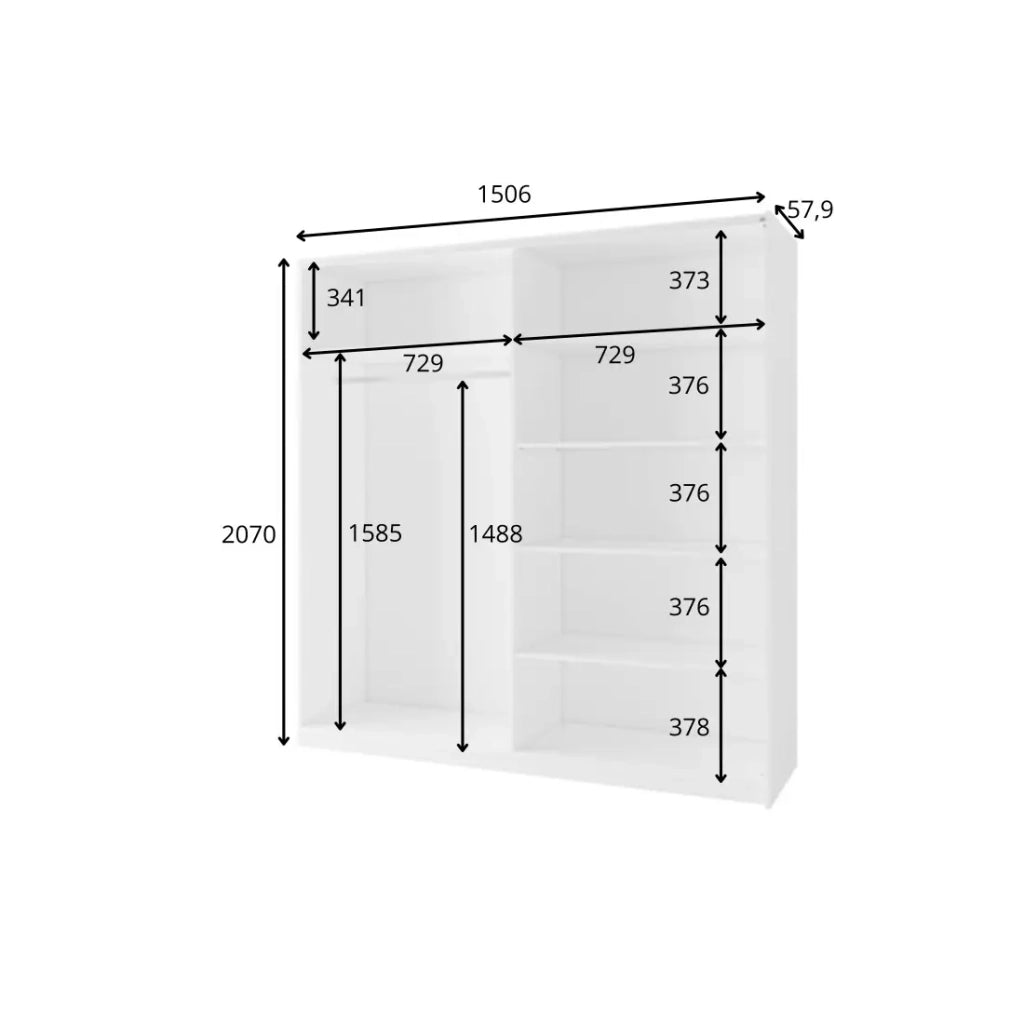 Armadio bianco 2 porte scorrevoli 150 cm - Collezione ARSALA