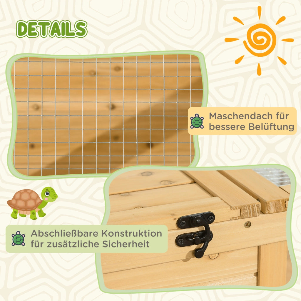 Casa per Tartarughe in Legno ¨C Xylo ¨C Coperchio Apribile, 91x60.5x32 cm, Giallo