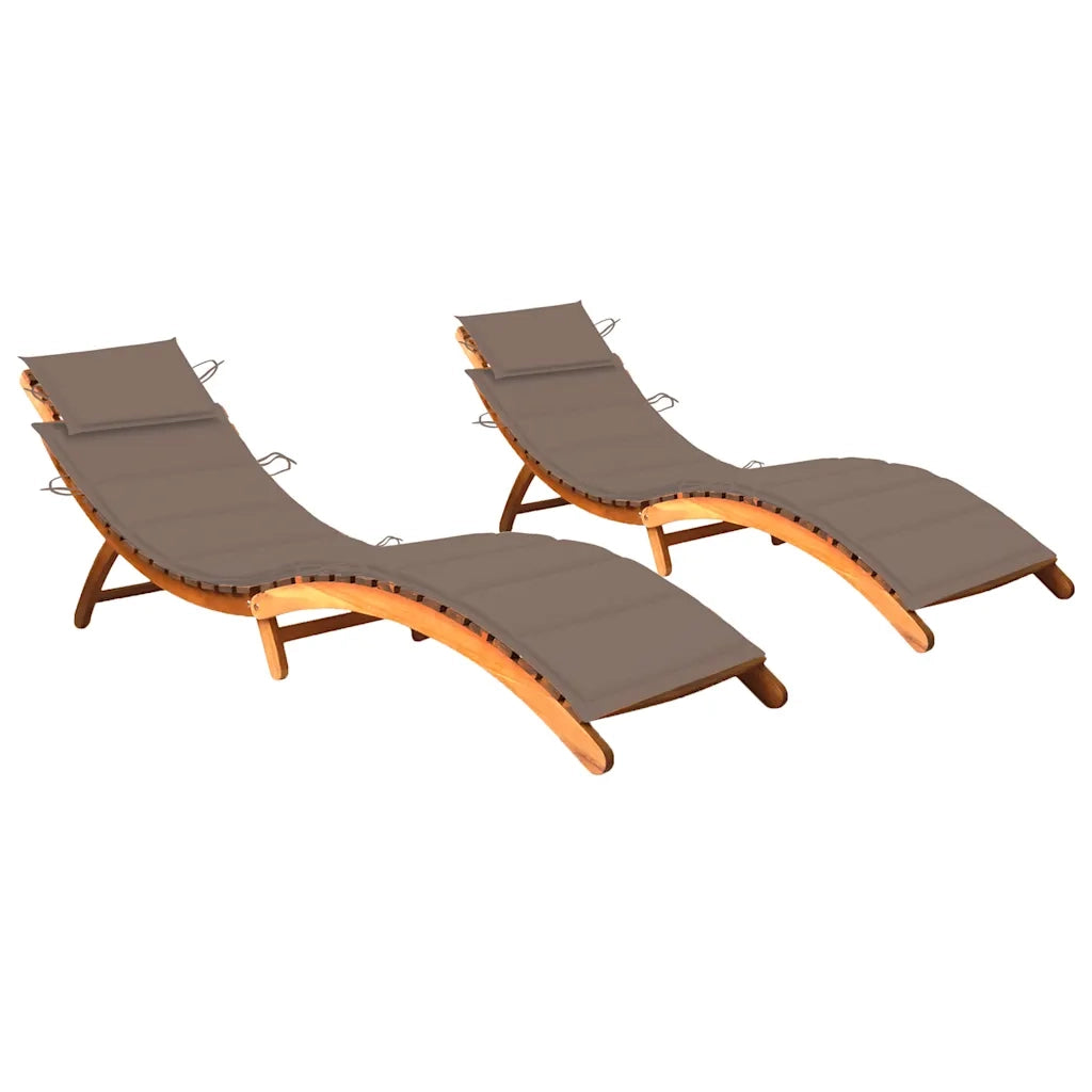 Sdraio 2 pz con Cuscini in Legno Massello di Acacia cod mxl 68153