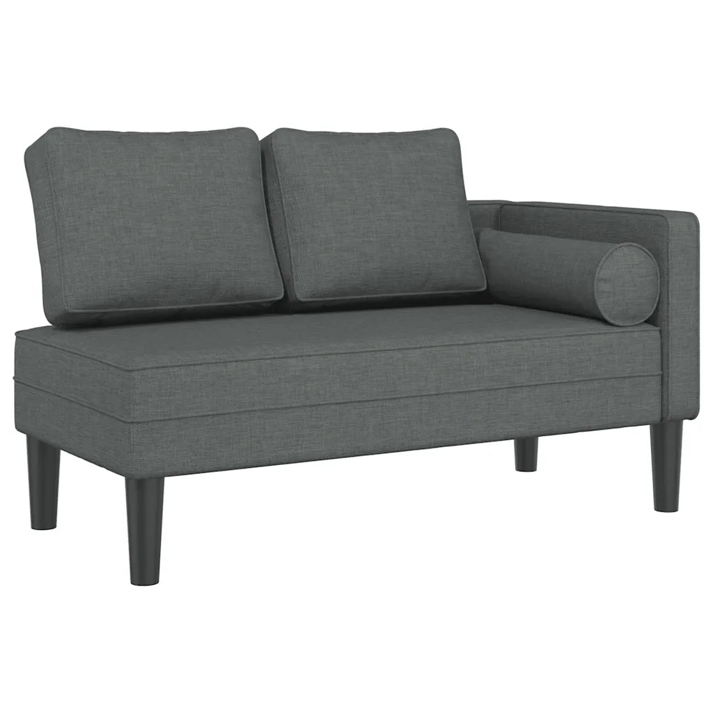 Chaise Longue con Cuscini Grigio Scuro in Tessuto CFW8923882