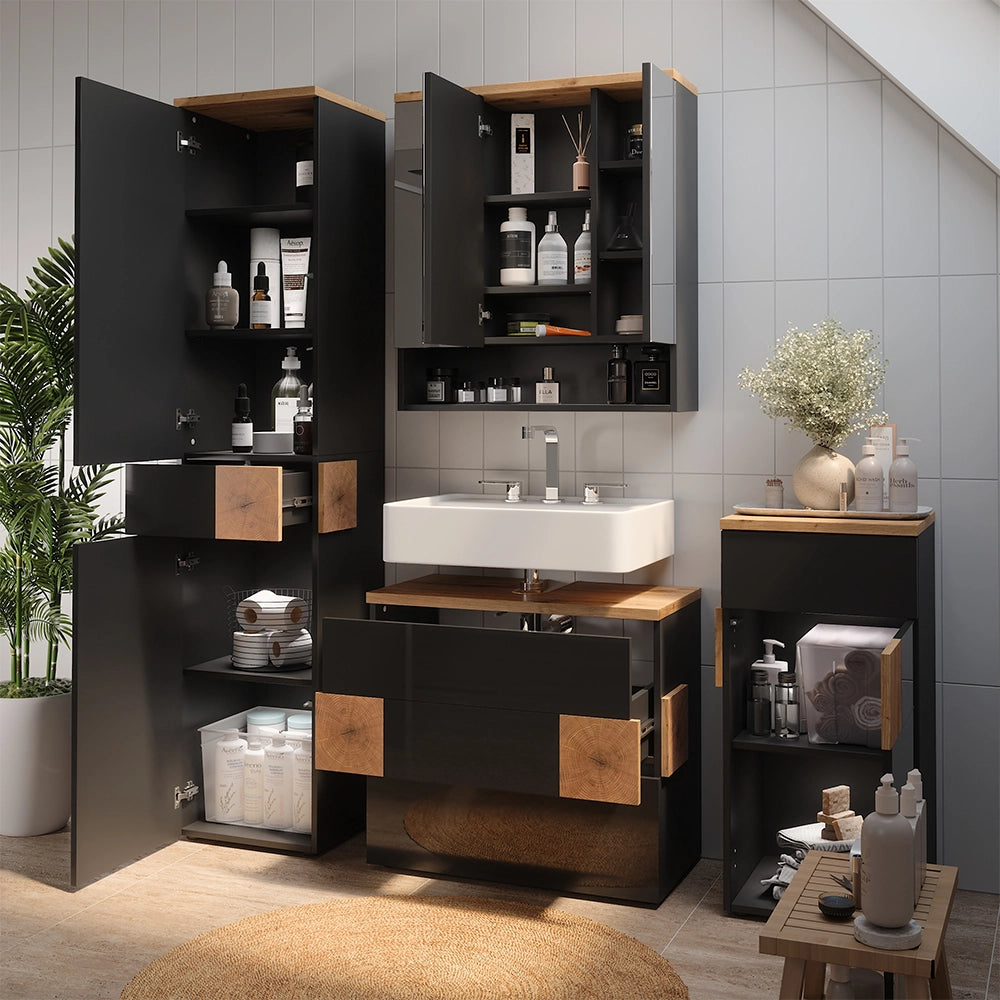 Vicco Set di mobili da bagno Antracite 4 parti