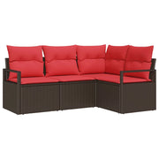 Set di divani 4 pz | Set Salotto da Giardino Marrone polyrattan