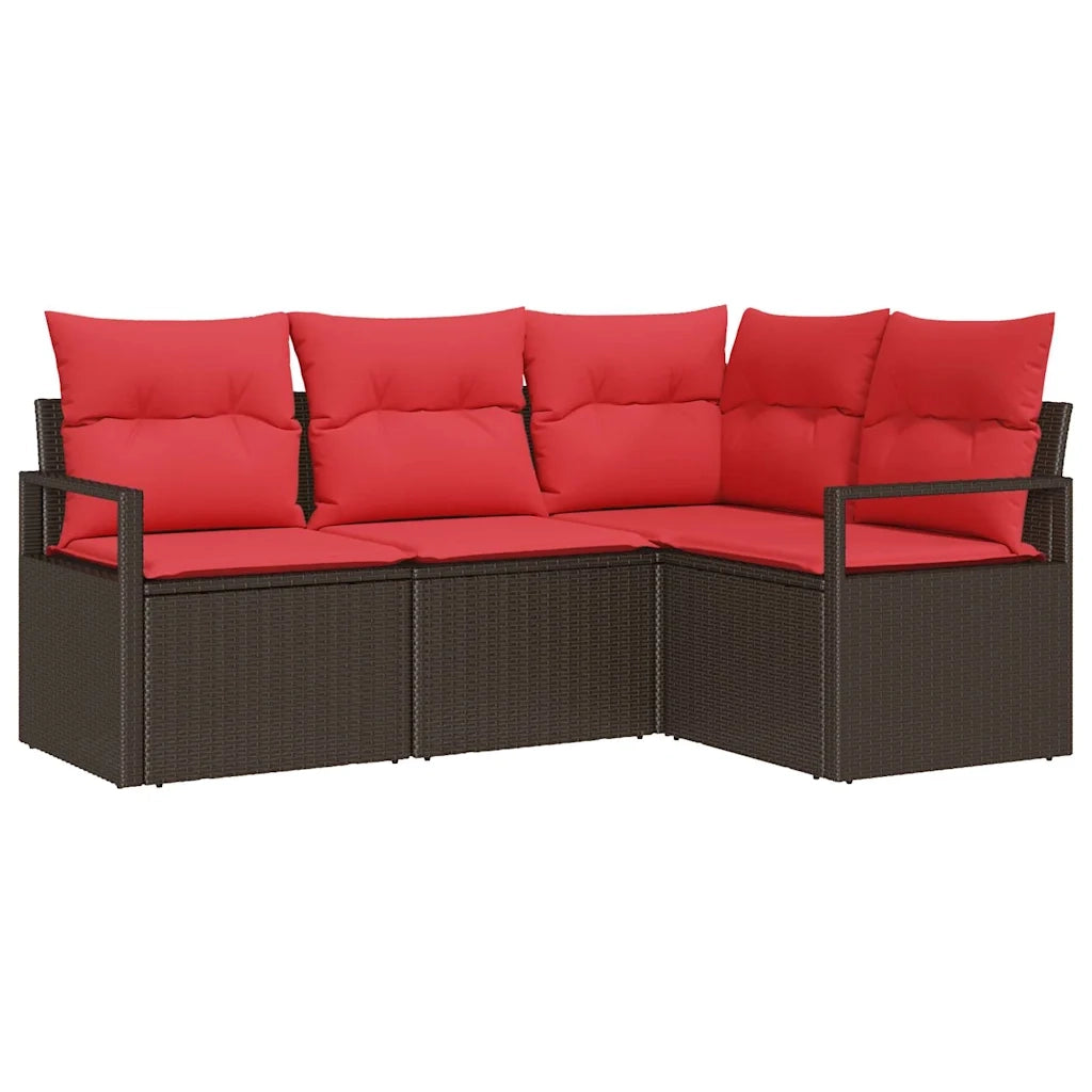 Set di divani 4 pz | Set Salotto da Giardino Marrone polyrattan