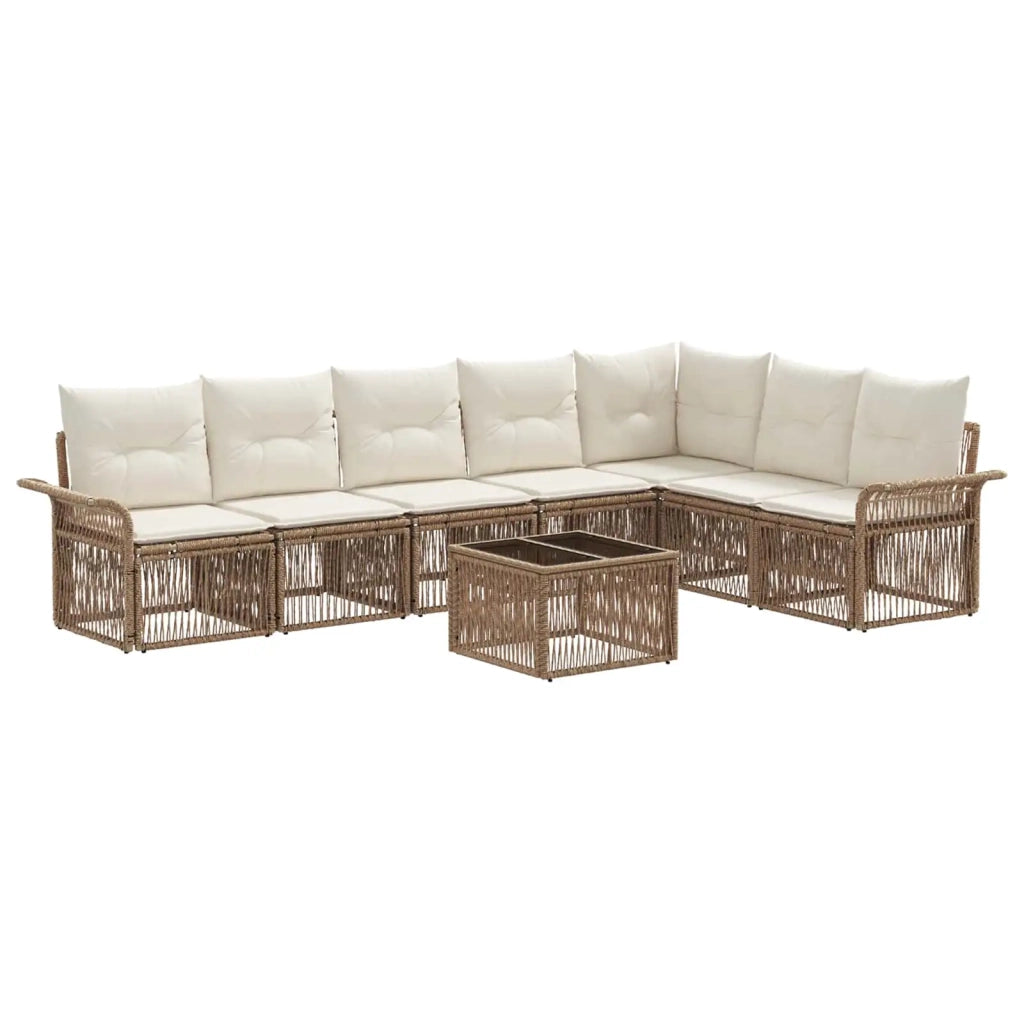 Set Divano da Giardino 8 pcs Beige polyrattan 3434844