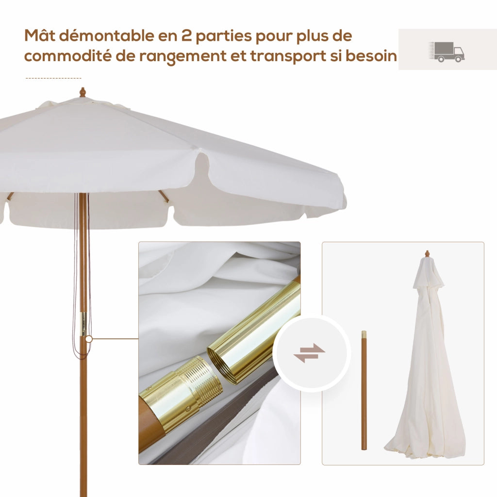 Ombrellone da giardino rotondo grande in bamb¨´ ¨C zephmum ¨C crema ? 3 m