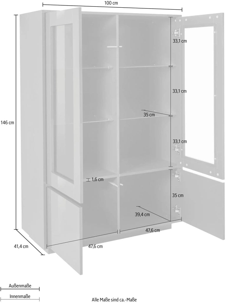 Credenza moderna alta con vetrina 100cm cucina soggiorno antracite Syfe Report