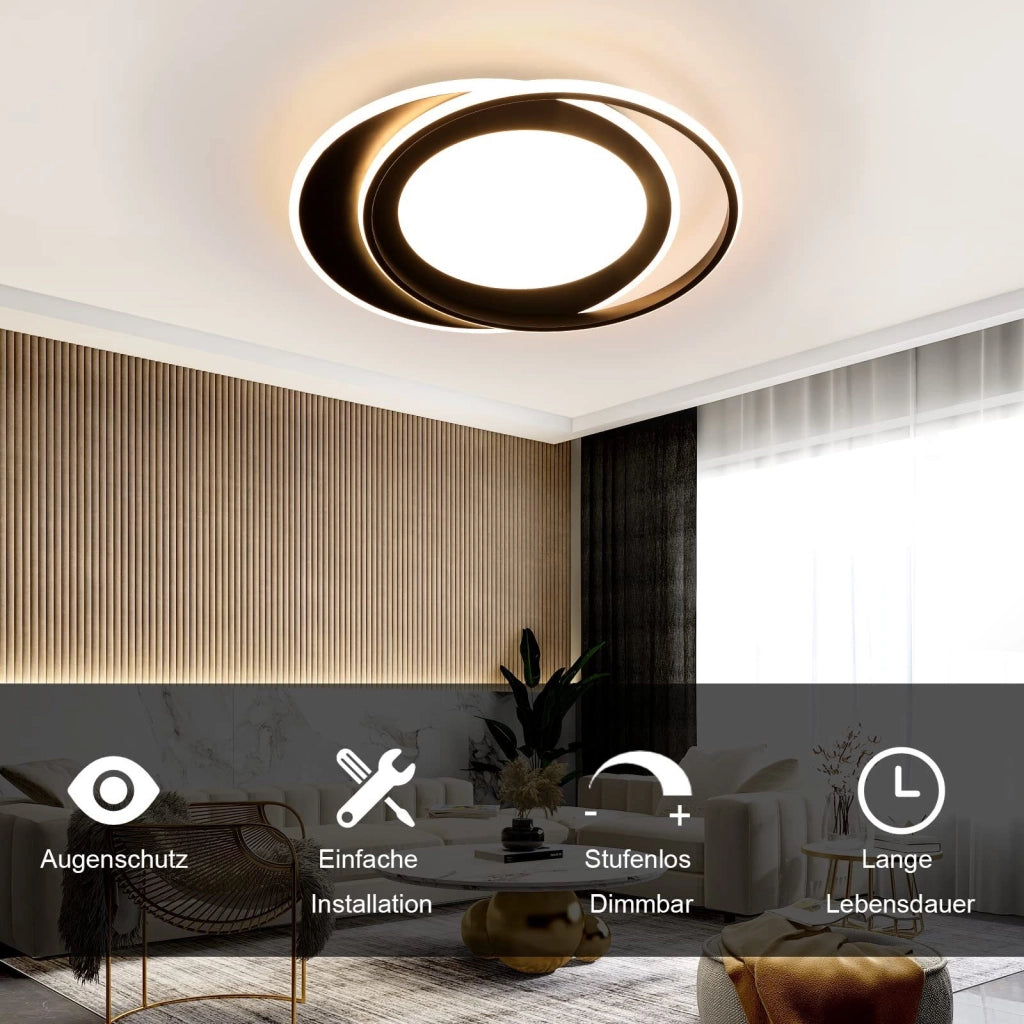ZMH Lampada da soffitto plafoniera LED moderna doppio anello striscia acrilico telecomando