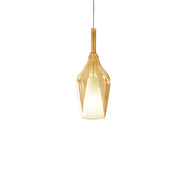 Ofelia S/12 Mini Lampada a Sospensione in Vetro Borosilicato Ambra Trasparente con Attacco E27 e Cavo 3 metri per Interni - Gealuce