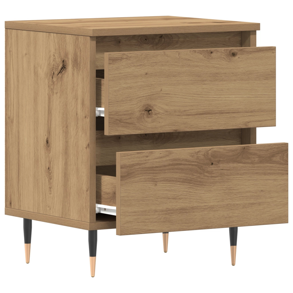 Comodini 2 pezzi Rovere Artigianale 40x35x50 cm Legno Ingegnerizzato