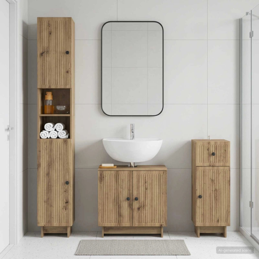 Set di armadietti da bagno in 3 pezzi EDE Legno ingegnerizzato 3417827