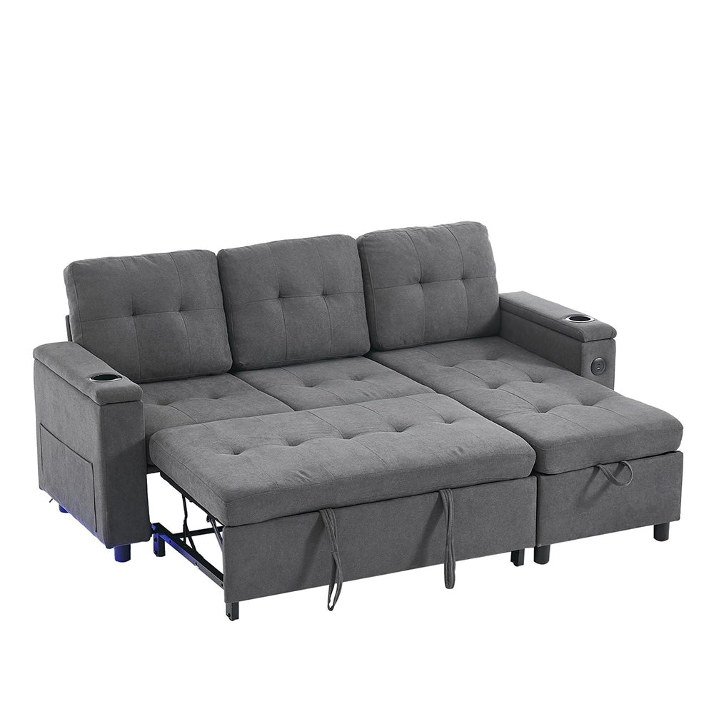 Divano angolare - Xylo - 208x146cm letto 3 posti grigio