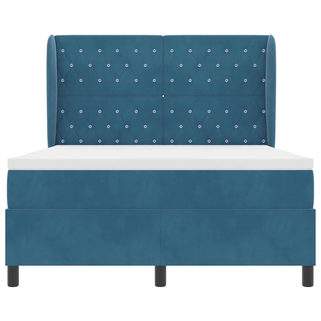 Letto a molle con materasso Blu Scuro 200 x 160 cm Velluto 3340884
