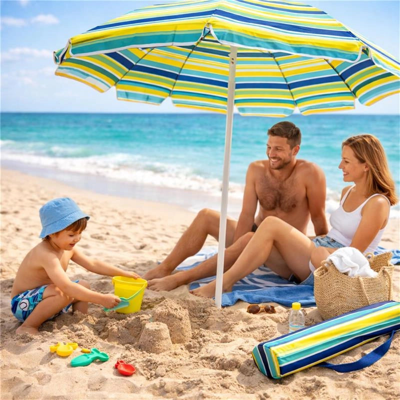 OMBRELLONE LUXURY CON SNODO SISTEMA ANTIVENTO CHIUSURA SAFETY IN COLORAZIONE ASSORTITA 200CM