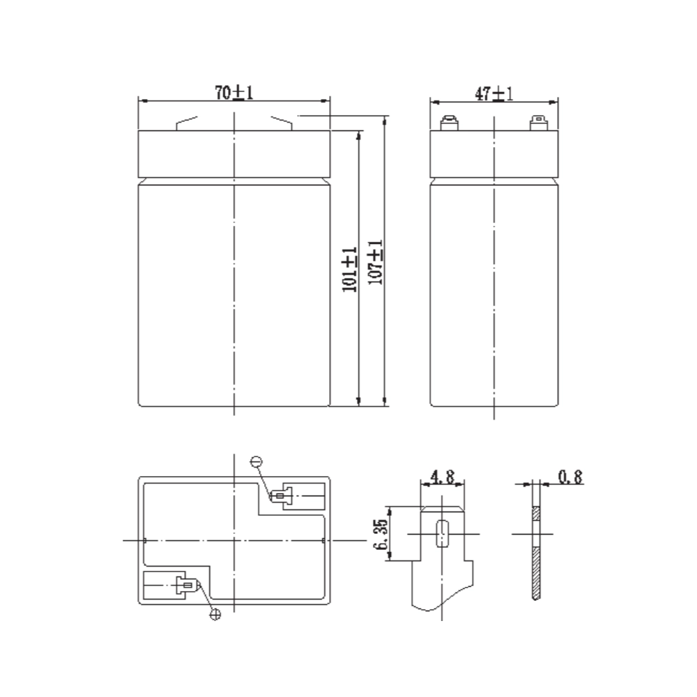 Batteria Ricaricabile 6V 5Ah AGM Ermetica - Ideale per Allarmi, UPS e Giocattoli - Attacco Faston T1