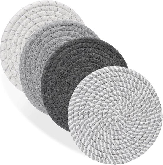 Quattro sottopiani termoresistenti da 33 cm, asciugamani per la cucina, sottopiani per piatti per il bancone, tavolo, accessori per la casa - Vari colori grigi