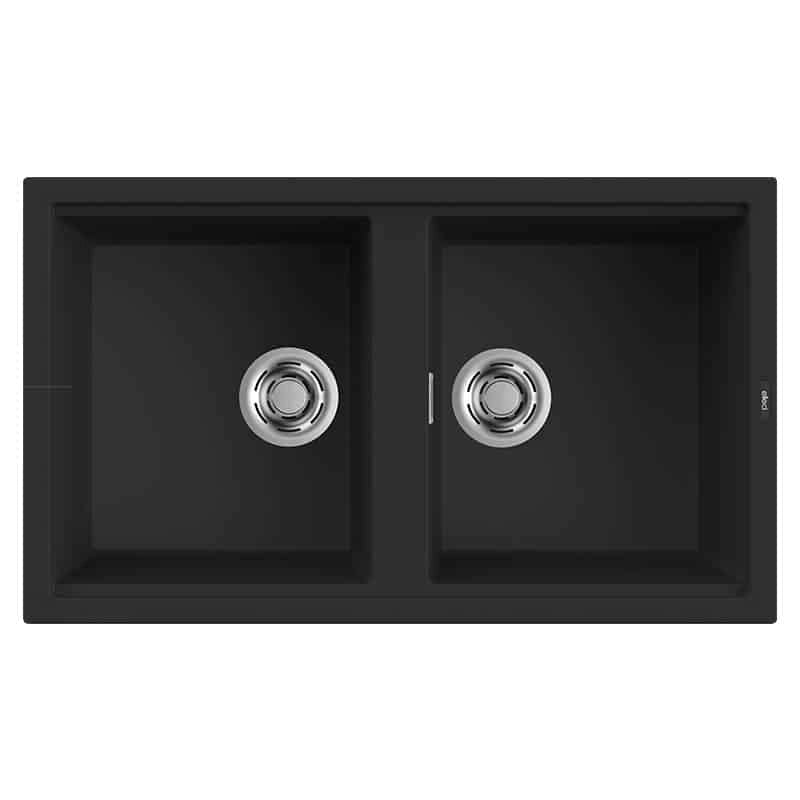 Lavello Elleci Incasso 2 vasche 86x51 Best 450 Keratek Plus Nero Black Assoluto LKB45086