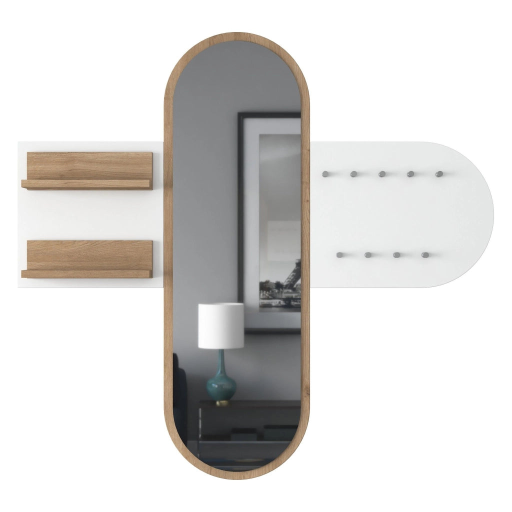 Guardia, Appendiabiti con Specchio, 120h cm Bianco