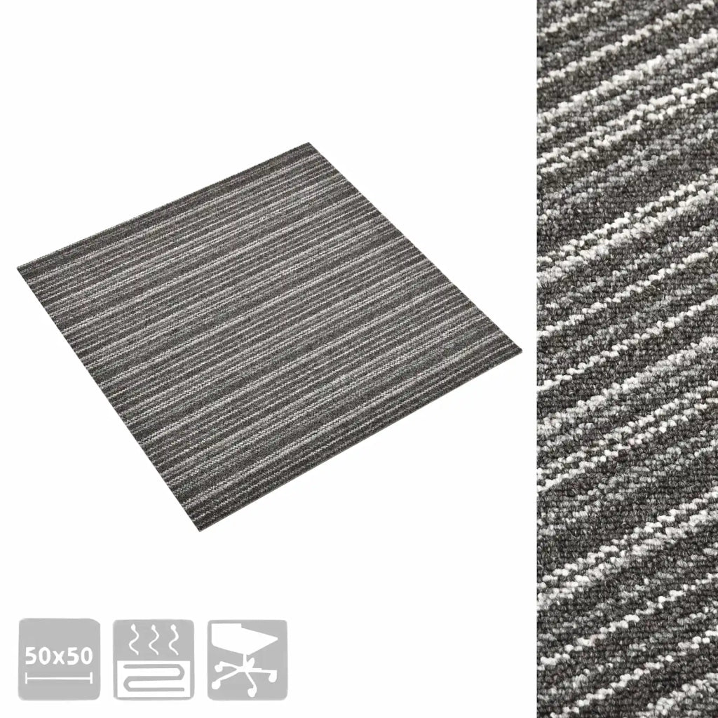 Tappeto 20 pcs Antracite Striato 50 x 50 cm 100% Polipropilene 42046745