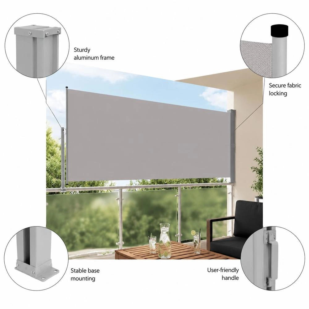 Retractable Side Awning 160x300 Cm Grey