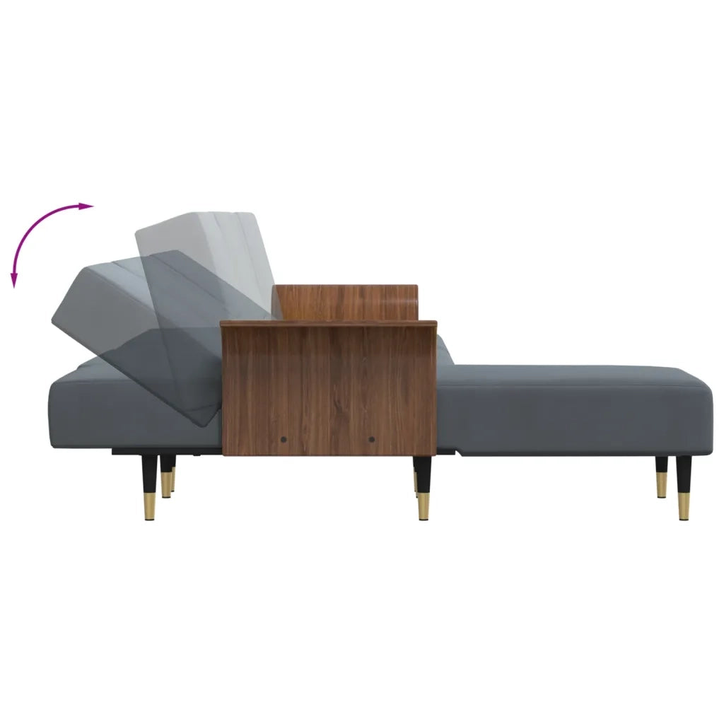 Divano Letto a L Grigio Scuro 279x140x70 cm in Velluto