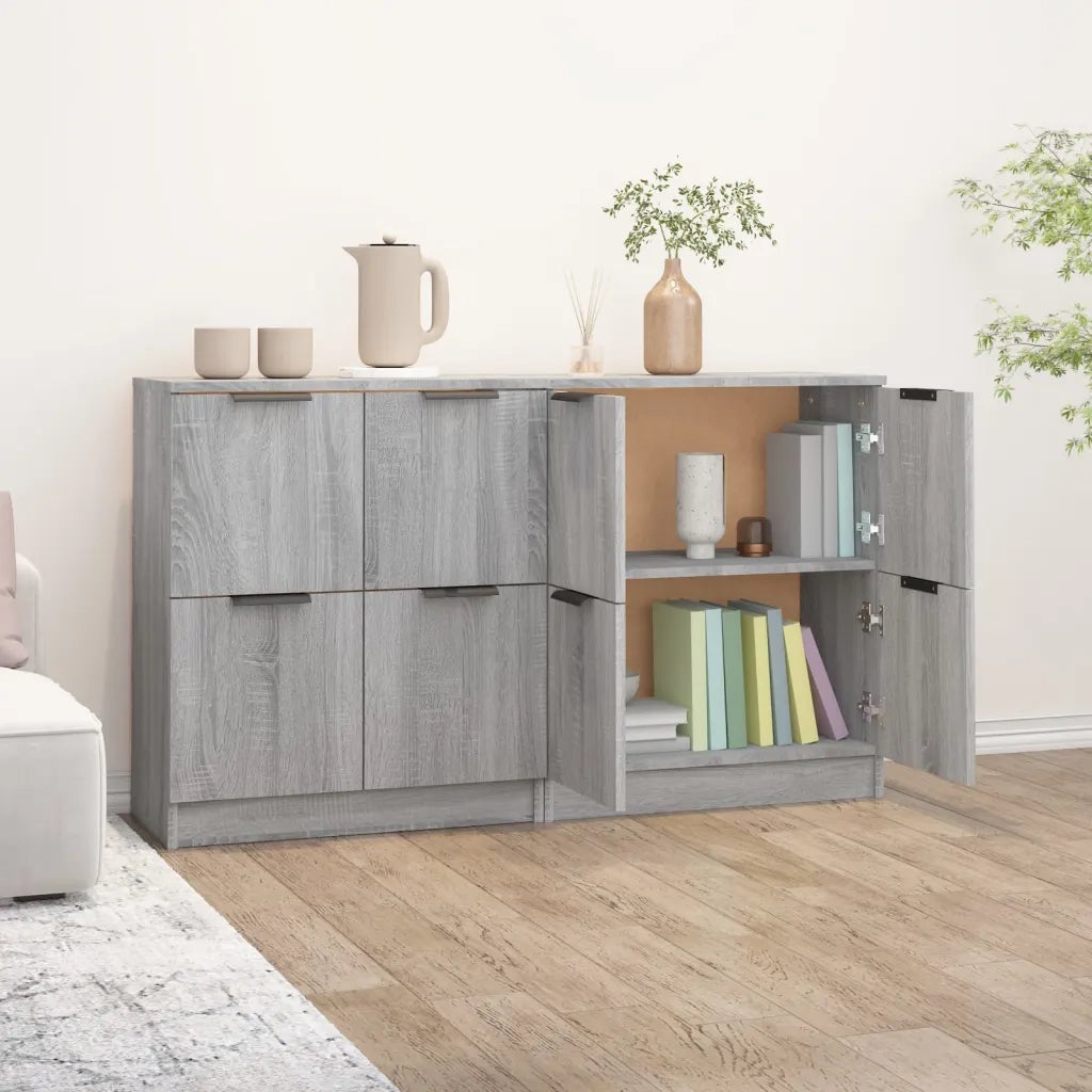 Credenze 2 pz | Madia | Buffet da pranzo | Armadio da pranzo Grigio Sonoma 60x30x70 cm in Legno Multistrato