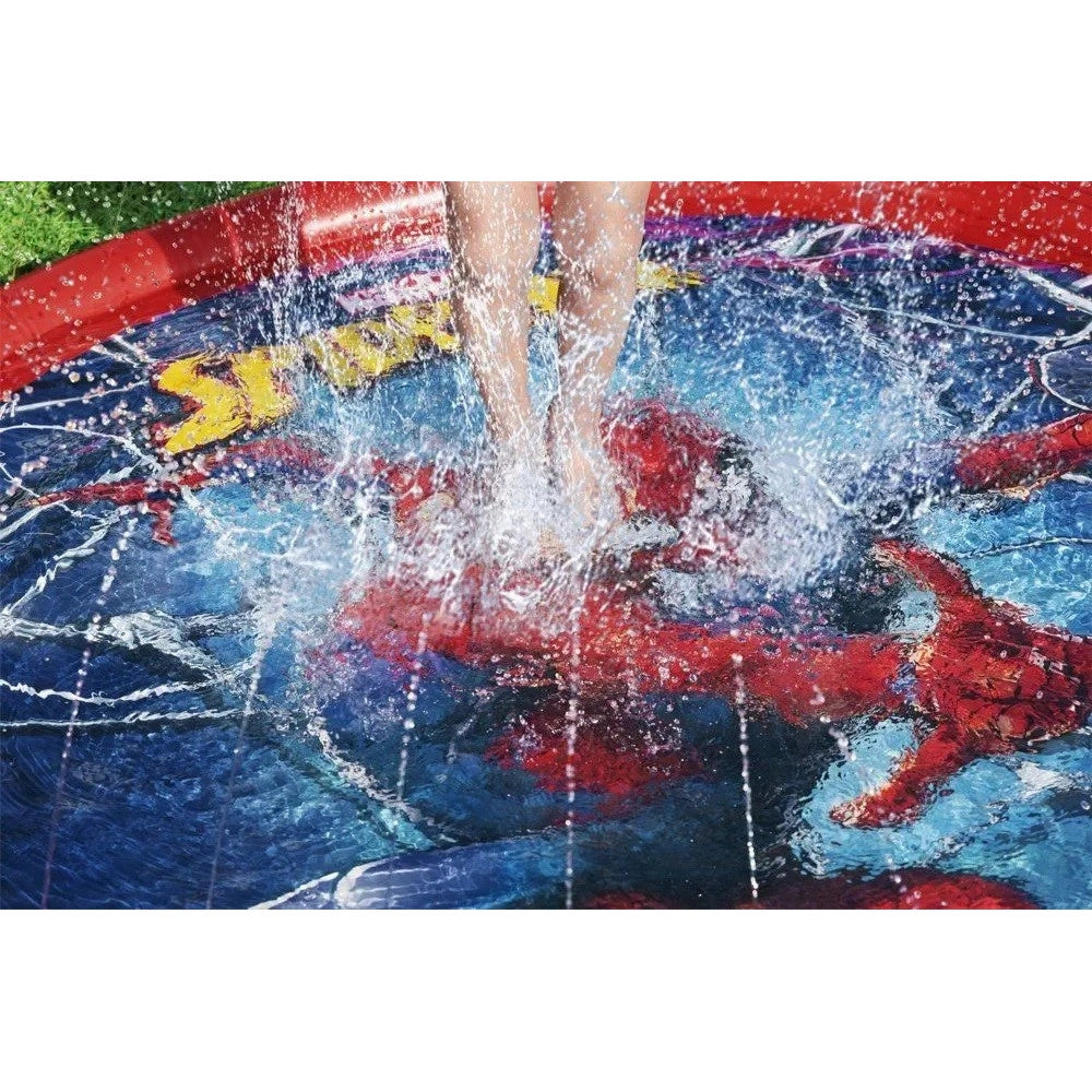 Trade Shop - Tappeto Tappettino Spruzzi Piscina Gonfiabile Con Fontana Spider-man 165cm 98792 -